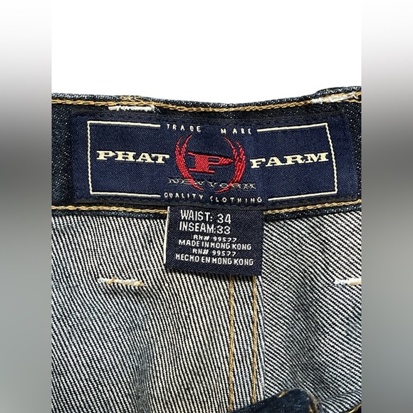 Vintage Y2K Phat Farm Baggy Wide Leg Jeans Dark Blue Like New - Picture 5 of 9